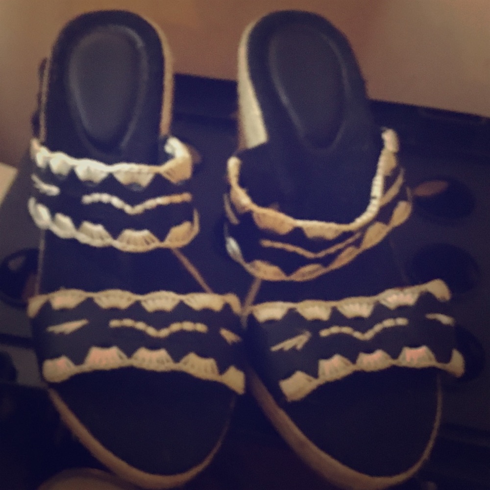 Black and off white slip on